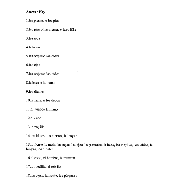 Answer Key for Cards - 1