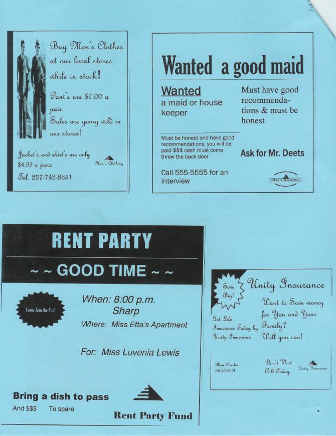 Ads for 1930 newsletter