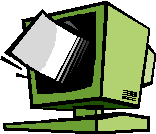 This is a picture of a sheet of paper flying into a computer.