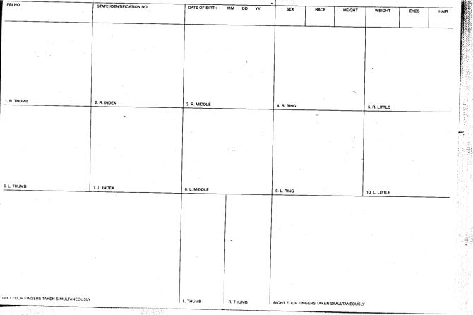 Fingerprint ink pad cards