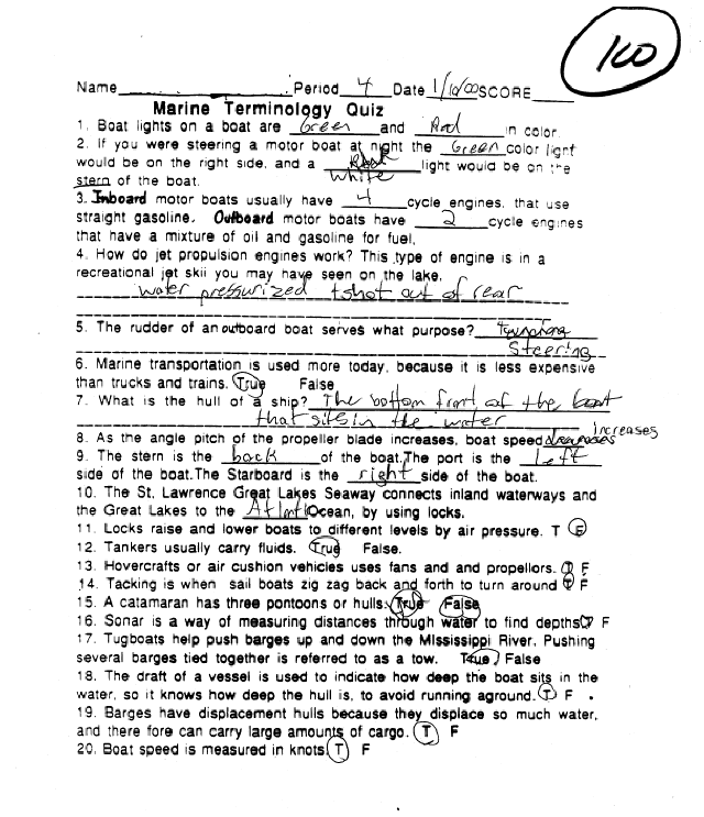 Marine Terminology Quiz (Student Version)